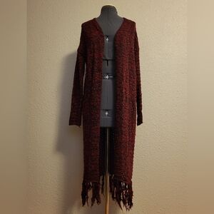 Forever 21 Red & Black Long Cardigans Size Small